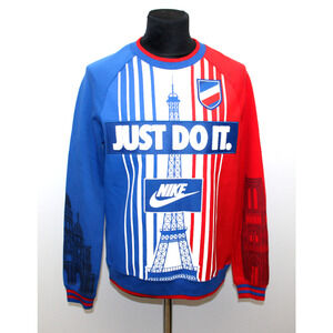 C0 NEW NIKE City Version Multicolor Splicing Red & Blue SWEATSHIRT Sz S $175